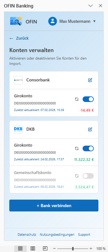 OFIN Add-in Kontenverwaltung